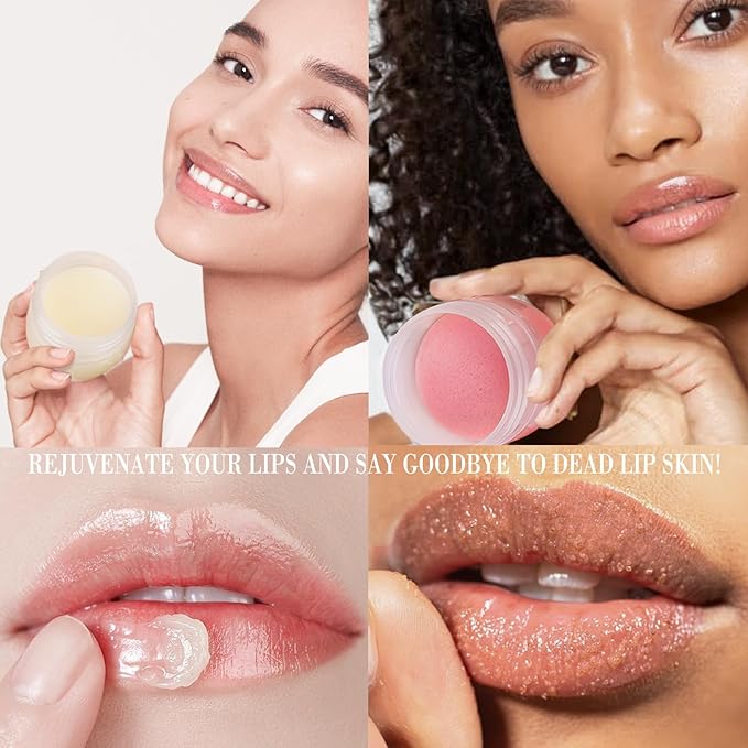 Lip Mask & Lip Scrubber Exfoliator Lip Sleeping Mask Overnight for Dark Lips to Lighten Moisturizer Lip Butter Balm for Dry Chapped Cracked Peel Lips Skin Care(Mint Flavor)