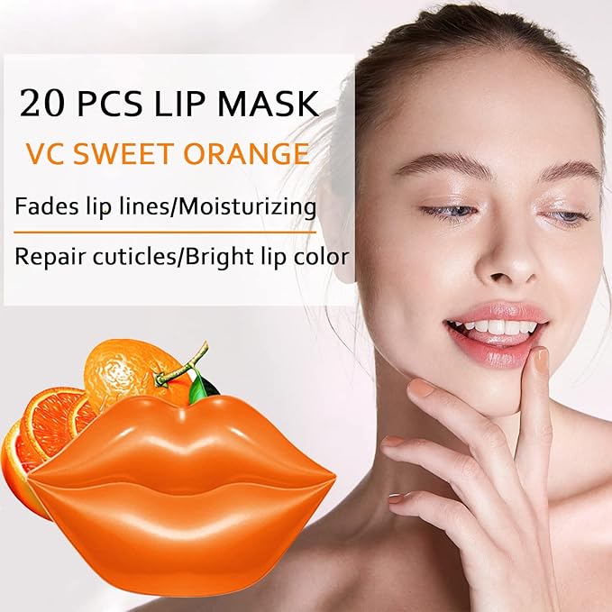 Charm Kiss 20Pc Moisturizing Lip Mask, Sleep Mask for Soft, Line-Free Lips - Orange