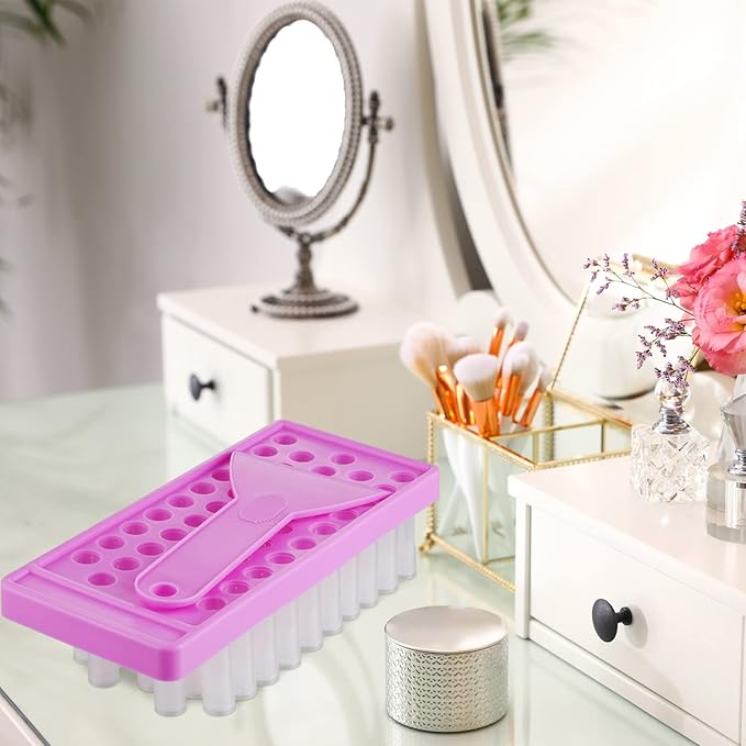 2 Sets Lip Balm Filling Tray and Spatula Set Portable Lipstick Holder Containers Lip Gloss Making Kit Capsule Lipstick Filler (Purple)