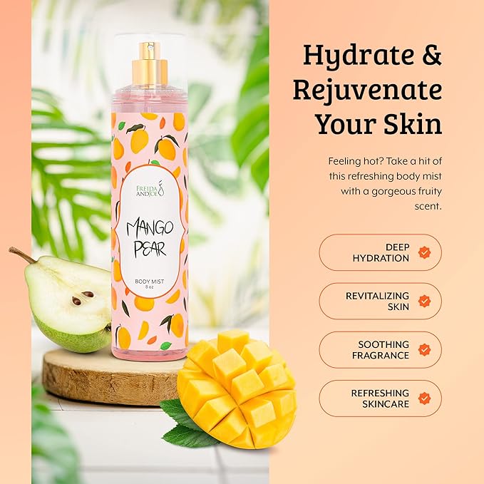 Home Spa Gift 10oz Deep Moisturizing Fragrance Body Lotion & 8 oz. Fine Fragrance Body Mist Set Luxury Self-Care Combo for Women and Girls (Mango Pear) Mother’s Day Gift for Mom