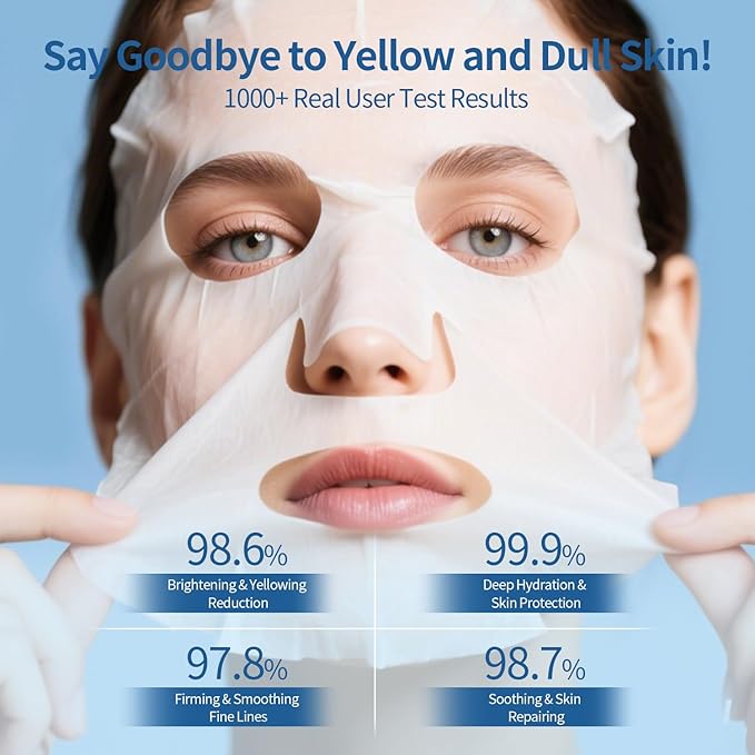 Collagen Face Mask with Hyaluronic Acid - Multi-Action Hydrating & Firming Face Mask for Women, Soothing Portulaca Oleracea for Redness Relief, Ideal Face Masks Skincare for All Skin Types,25g x 6ea