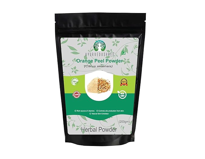 Orange Peel Powder 200 Gm - Skin and Nail Health, Rich in Vitamins C and D, Vegan and Vegetarian Friendly, All Natural, GMO Free, For Hair and Skin Care