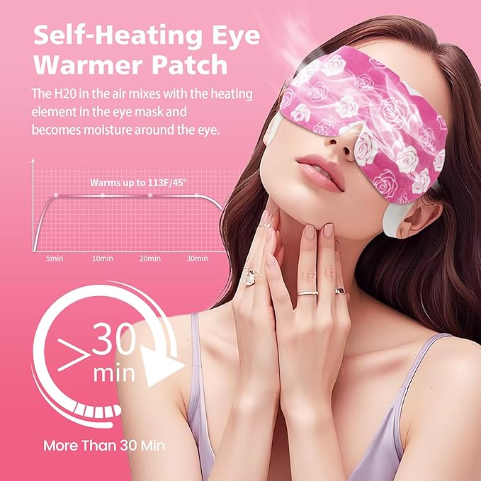 18 Packs Heated Steam Eye Mask for Sleeping Rest Self-Heating Eye Mask for Dry Eyes Boasting 40 Minute Heating Warm Compress Reducing Dark Circles and Puffiness. Essential for Travel