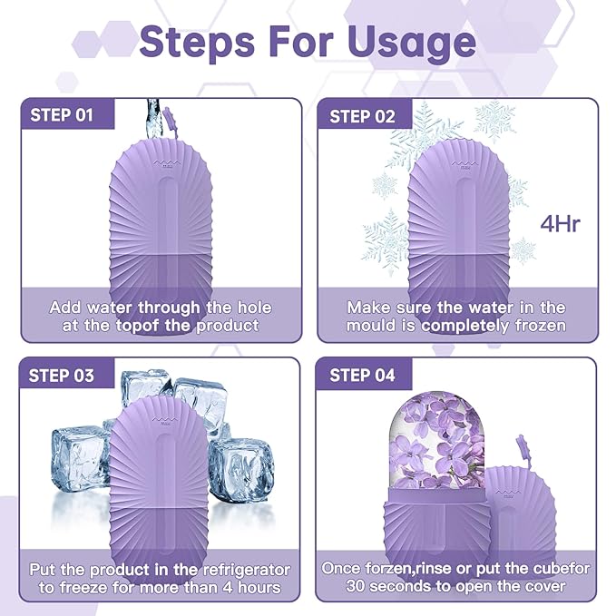 Ice Face Roller, Ice Cube Roller for Face,Facial Beauty Ice Roller Skin Care Tools,De-Puff Eye Bags, Reduce Migraine Pain(Purple)
