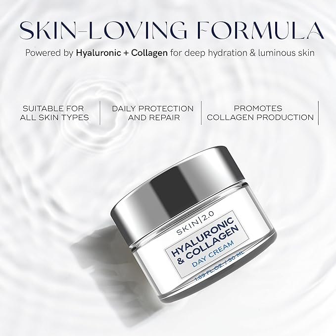 Hyaluronic Acid & Collagen Face Moisturizer - Dermatologist Tested, Anti-Aging, Restores Elasticity - Hydrating, Clean Beauty, Cruelty-Free Korean Skincare for All Skin Types - 1.69 Fl oz