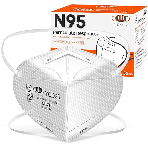 N95 Mask NIOSH Approved 50-Pack, Particulate Respirator N95 Face Masks Universal Fit - Individually Wrapped