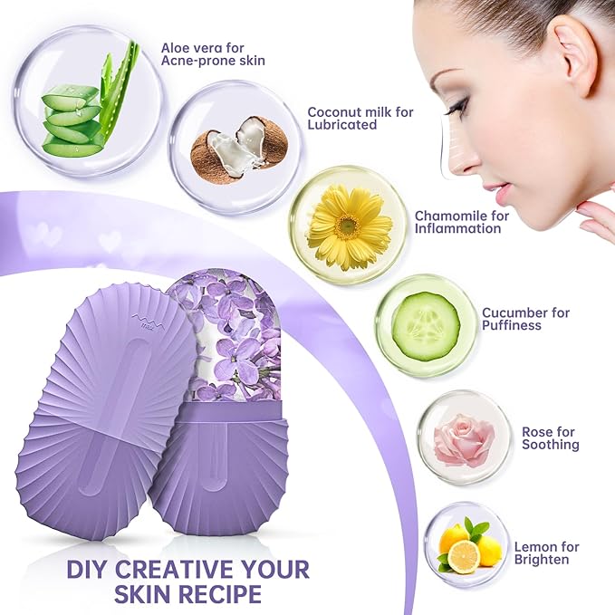 Ice Face Roller, Ice Cube Roller for Face,Facial Beauty Ice Roller Skin Care Tools,De-Puff Eye Bags, Reduce Migraine Pain(Purple)