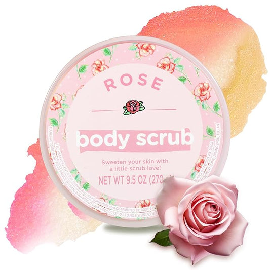 Rose Body Scrub, Sugar Scrub for Body, Exfoliating Body Scrub for Smooth and Moisturized Skin, Natural Gifts for Women, 9.52oz