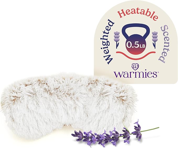 warmies Microwavable Eye Mask for Warmth & Comfort - Heating & Cooling Compress for Calming Relaxation - Weighted & Heated Eye Mask with Scented Lavender for Sleeping - Marshmallow Brown