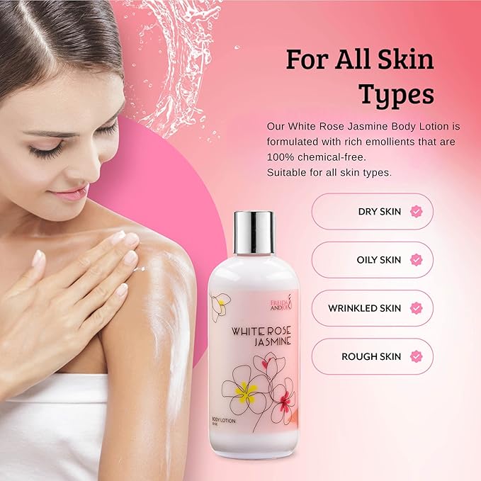 Home Spa Gift 10oz Deep Moisturizing Fragrance Body Lotion & 8 oz. Fine Fragrance Body Mist Set Luxury Self-Care Combo for Women & Girls (White Rose Jasmine) Mother’s Day Gift for Mom