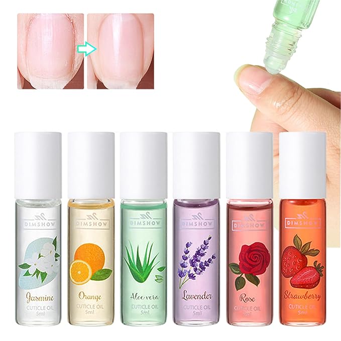 6Pcs Cuticle Oil set Nail Revitalize Oils For Growth And Strength, Cuticle Remover - Nails Strengthener - Cuticle Softener, Finger Edge Oil Nourishes (0.17 fl.oz/5ml Rollerball)