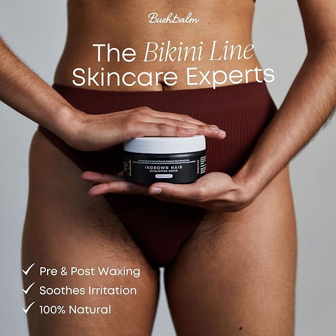 Bushbalm Ingrown Hair Exfoliating Scrub - Reduces Appearance of Ingrown Hairs and Helps with Underarm Bumps - Soothes Razor Bumps, Post Shave Redness and Itching - Sweet Escape 236 ml
