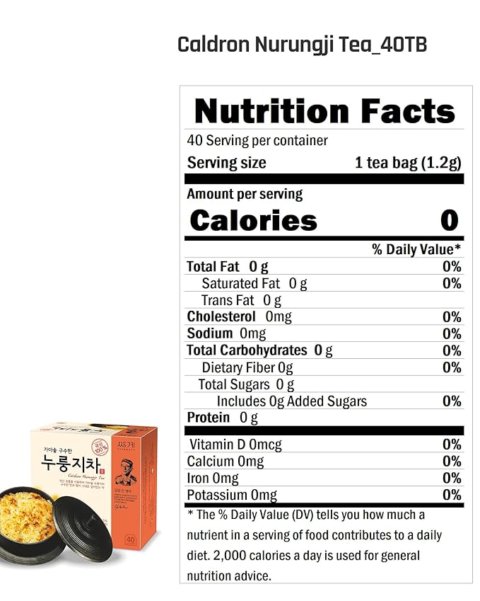Ssanggye Caldron Nurungji Tea 1.5g x 40 Tea Bags, Premium Korean Herbal Tea Hot cold Nutty Savory Blended Corn Brown Rice Herb 누룽지차 4 Seasons Made in Korea