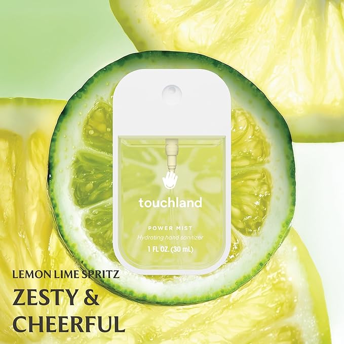 Touchland Power Mist Hydrating Hand Sanitizer Spray, FRESH 5 Set (Mint, Citrus, Lemon Lime, Aloe, Watermelon), 1 FL. OZ. Travel Size (Set of 5)
