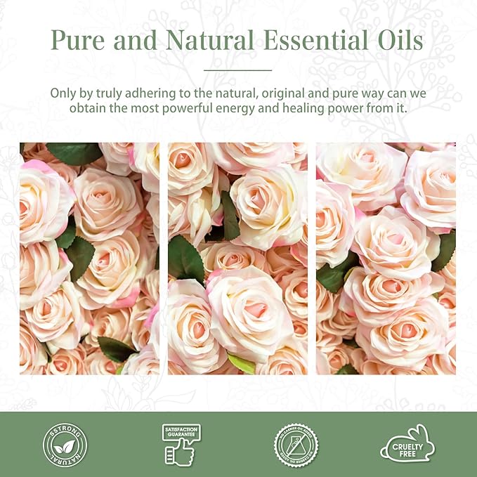 3.38FL.OZ Rose Essential Oil with Glass Dropper, for Aromatherapy Diffusers, Humidifiers, Great for DIY Candle and Soap Making, Huge 100ML Bottle