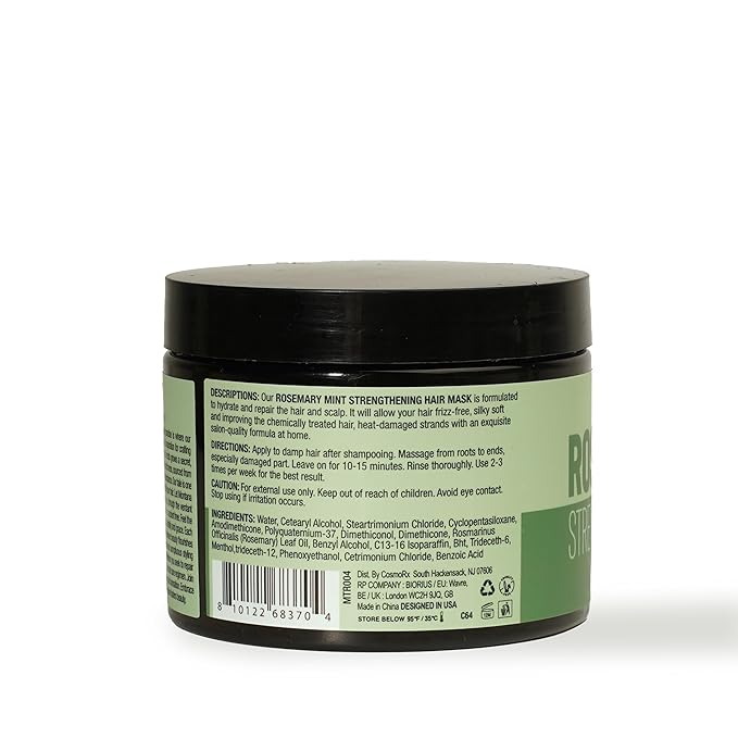 Rosemary Mint Strengthening Hair Mask - 12.84 fl oz | Botanical Infused Hair Treatment for Dry, Damaged | Natural Hair Care with Rosemary & Mint for Deep Conditioning and Vitality