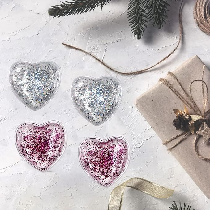 Reusable Gel Eye Ice Pack, Eye Cold Pads, Hot & Cold Treatment for Eye Strain, Eye Swelling, Eye Redness, Puffy Eyes, Dark Circles, Smooth Fine Lines, and Eye Recover Surgery (2 Hearts & 4PCS)