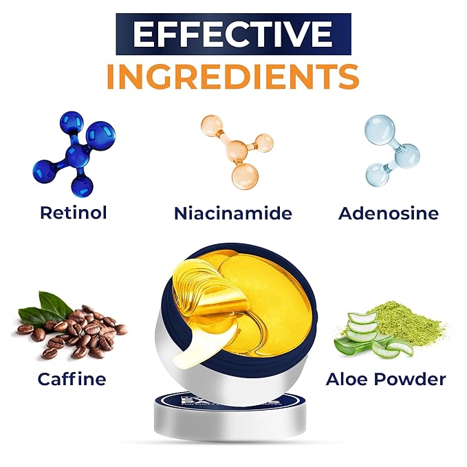 Gold Under Eye Patches For Puffy Eyes And Dark Circles - Overnight eye patches for Anti-Aging with Collagen & Hyaluronic Acid -Under Eyes Mask for Removing Dark Circles, Puffiness & Wrinkles