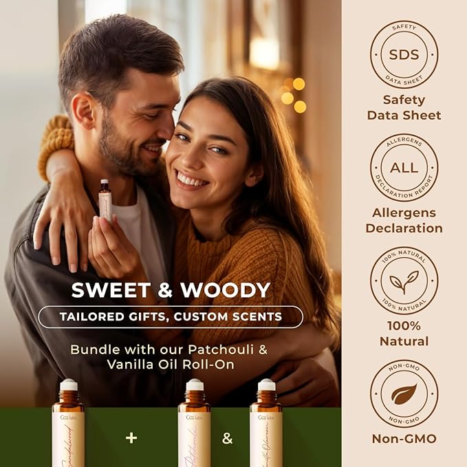 Gya Labs Sandalwood Essential Oil Roll on - Sandalwood Perfume for Women & Men, 100% Pure Natural Aromatherapy Oil Roller for Skin, Alcohol Free, Travel Size (0.34 Fl Oz)