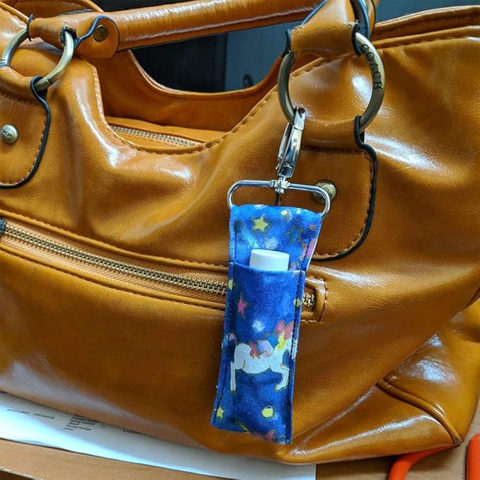 Birdz 2 UNICORN Patterned Material Lip Balm Holsters LIPSTICK HOLDERS WITH Metal Clip