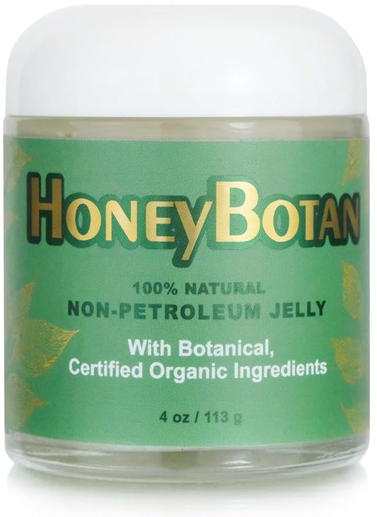 HoneyBotan - 100% Natural Unpetroleum Skin Balm with Organic Ingredients - Petroleum Jelly Alternative for Lips, Hands, Baby Care, Makeup Remover, and More (4 Ounce)