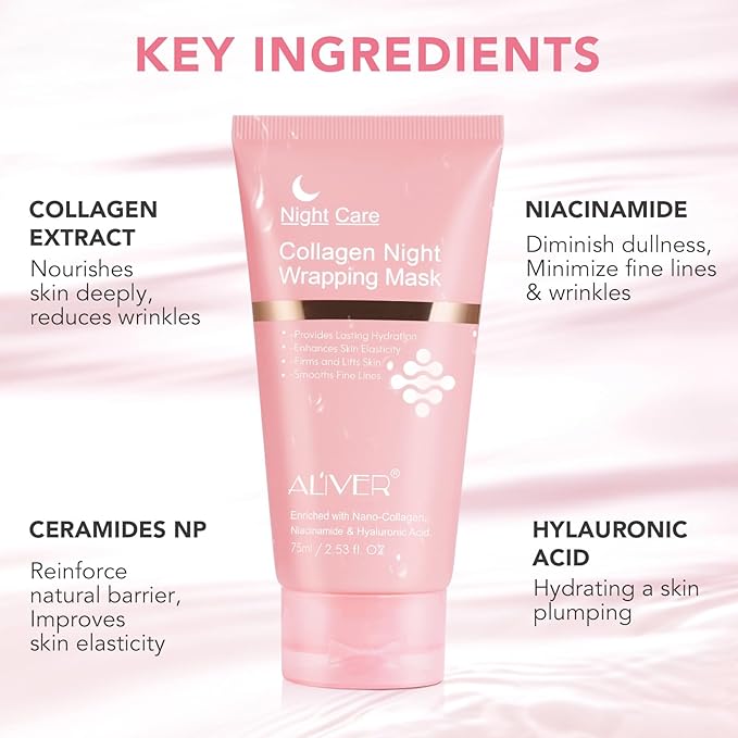 Collagen Night Wrapping Mask, 2 Packs Peel Off Face Mask with Jelly Brush, Jelly Masks for Facials Professional Korean Skin Care, Elasticity & Hydration Care Overnight Collagen Mask for Women