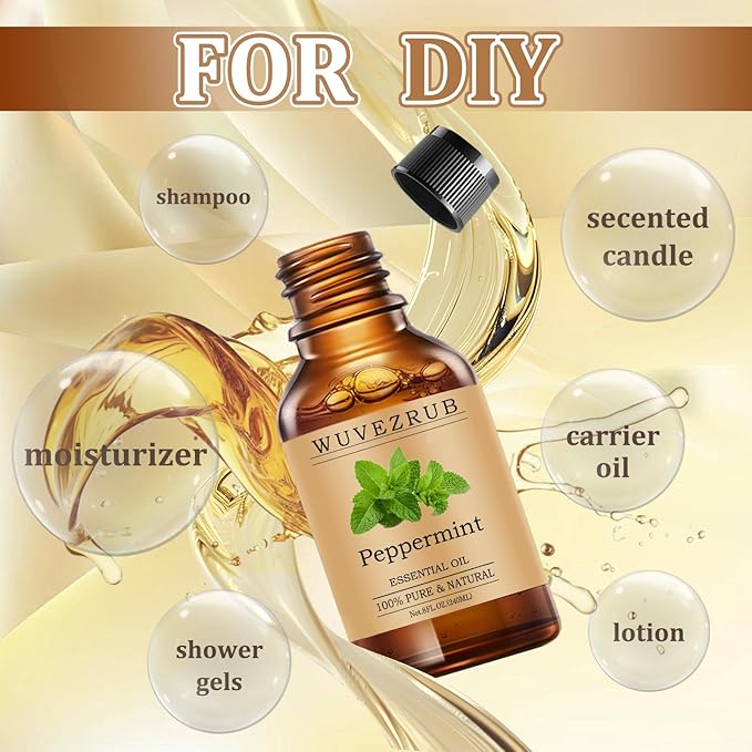 Peppermint Essential Oils 240ML, Pure Peppermint Essential Oil for Aromatherapy Diffuser - 8 Fl Oz