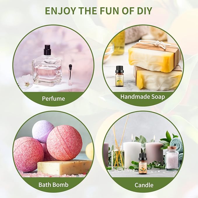 Sedbuwza Lemon Orange Essential Oil Set, Lemon Fragrance Oil Orange Scent Oil Set for Diffuser, Aromatherapy, Massage, Soap, Candle Making 2 x 10 ml