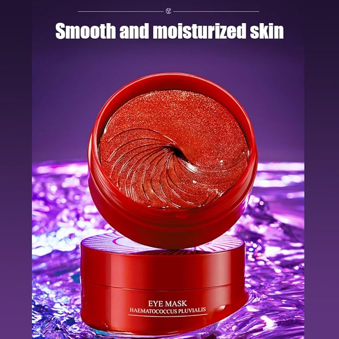 BIOAQUA 30 Pairs Eye Mask Moisturizing Hydrating Anti-Wrinkle Anti-Aging Remove Dark Circles Smooth Nourishing Refreshing 80g / 60pcs (RED HAEMATOCOCCUS PLUVIALIS)