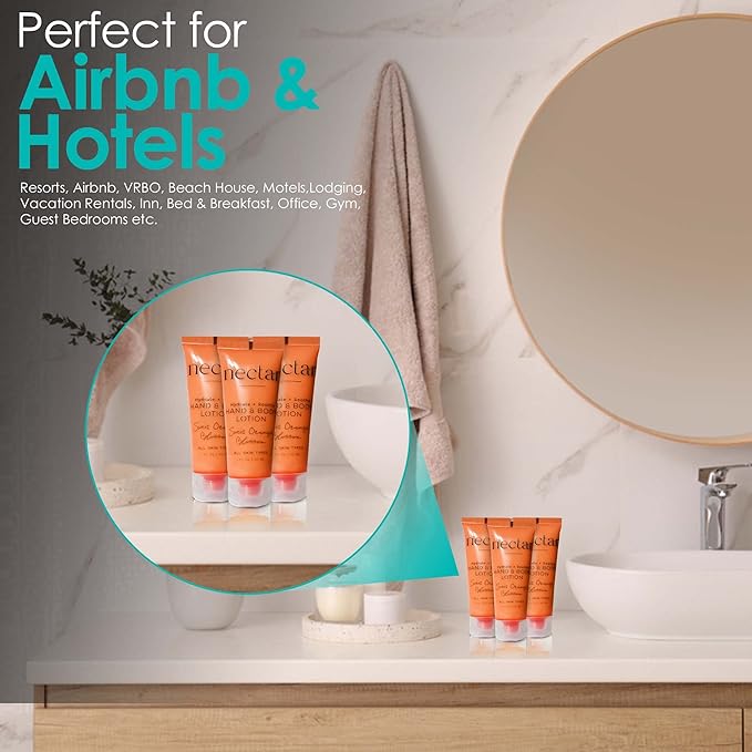 Nectar Hand & Body Lotion | 50 Count, 1 oz | Sweet Orange Blossom, Mini Travel Size Toiletries (100% Recyclable Tube with Flip Top Cap) Hotel Amenities, Suitable for All Skin Types