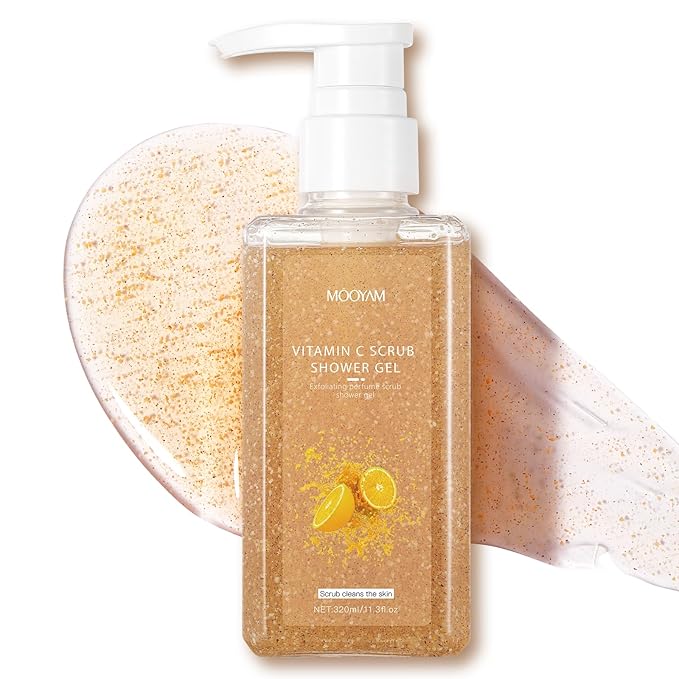 IREV 2-in-1 Body Wash & Body Scrub Vitamin C (11.3fl.oz), Gentle Exfoliating Scrub for Deep Cleansing, Effective on Acne & Dead Skin, Brighten & Moisturize Skin Polishes