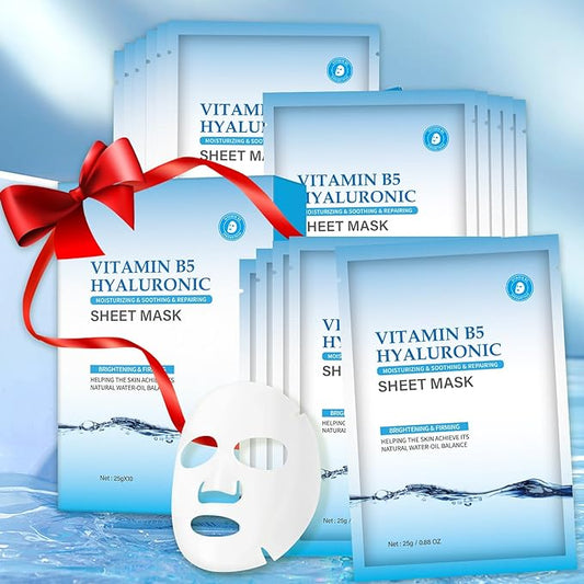 Moisturizing Face Mask Hydrating Face Mask Skin Care Facial Masks Sheets Hyaluronic Acid Sheet Pack With Vitamin B5 Sheet Masks for Women Face Masks Beauty Sheet Masks Hydration Gifts 10 Packs