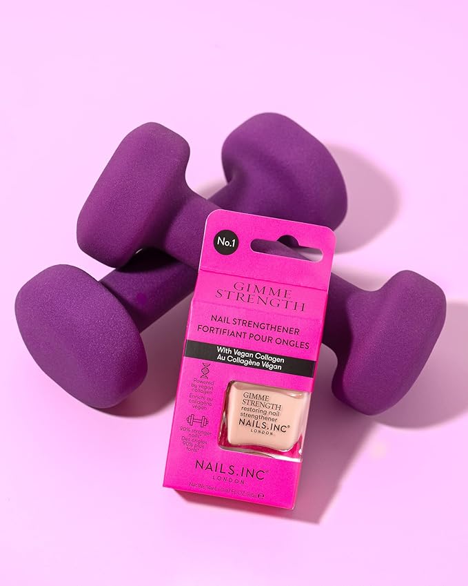 Nails.INC Gimme Strength Nail Treatment, Restoring Nail Strengthener with Vegan Collagen, Shimmering Nail Highlighter, Cruelty Free, Vegan