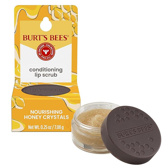 Burt's Bees Conditioning Honey Lip Scrub, Mothers Day Gifts, Exfoliates & Conditions Dry Lips, with Honey Crystals, Use with Overnight Intense Treatment, Natural Origin Care, 0.25 oz.