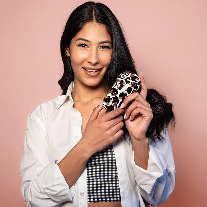 Hand Grip Brush, Gentle Detangling, Detangler Hair Brush for All Hair Types. For use on Wet or Dry Hair (Black Floral)