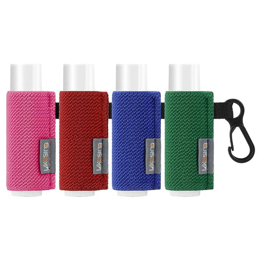 Lip Balm Holder Keychain, 4 Pcs Chapstick Keychain with Clip On, Elastic Lipstick Holder Perfect Gifts for Friends Women Men Girls Boys