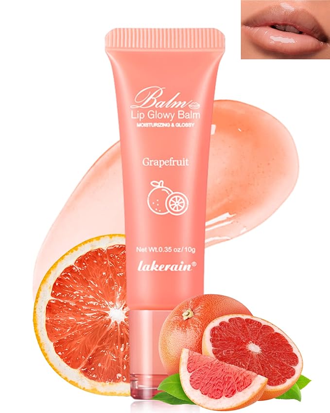 Lip Glowy Balm,Hydrating Nourishing Repair Sleeping Lip Mask,Glossy Finish Lip Moisturizer,Smooth Cracked Chapped Dry Lip,Lip Care Therapy Treatment,Women's Day Makeup Gift for Women-3#Grapefruit