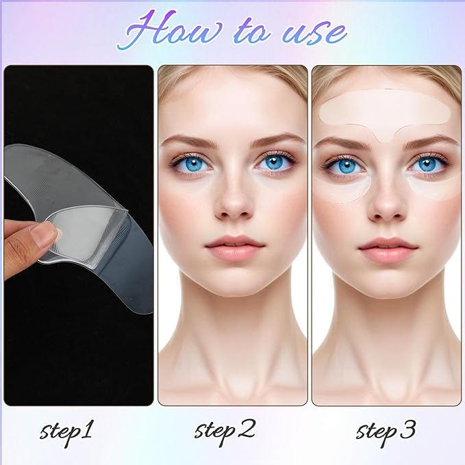 11 Pcs Neck Wrinkle Patches Reusable Silicone Forehead Wrinkle Mask No Adhesive Under Eye Pad for Plump Wrinkles Skin Lines Overnight Beauty Eyecare Cream Applicator while Sleeping