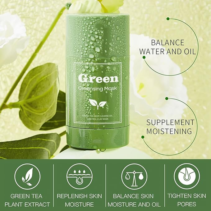 Green Tea Purifying Clay Face Mask, Blackhead Remover With Green Tea Extract, Face Moisturizing,Deep Pore Cleansing for All Skin Types of Men And Women (1 PCS)