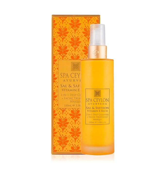 SPA CEYLON Sal and Saffron Vitamin E Enriched 2-In-1 Deep Cleanser + Facial Treatment Masque | Complexion Renewal | Deep Pore Cleansing | Hydrating Masque