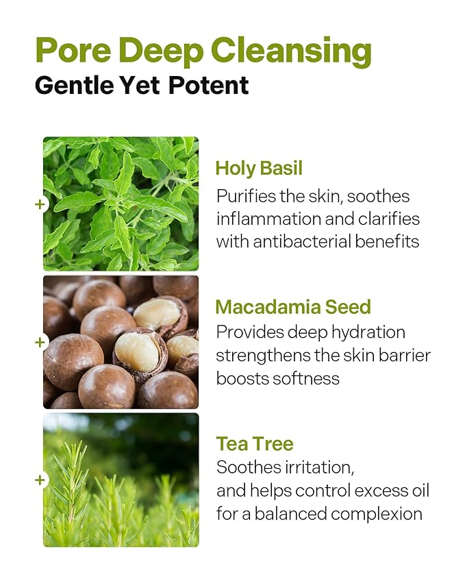 P.CALM Underpore Holy Basil Cleansing Oil β Holy Basil & Tea Tree for Deep Pore Cleansing, Blackhead Removal, and Makeup Removal, Korean Skincare (190ml / 6.42 fl.oz)