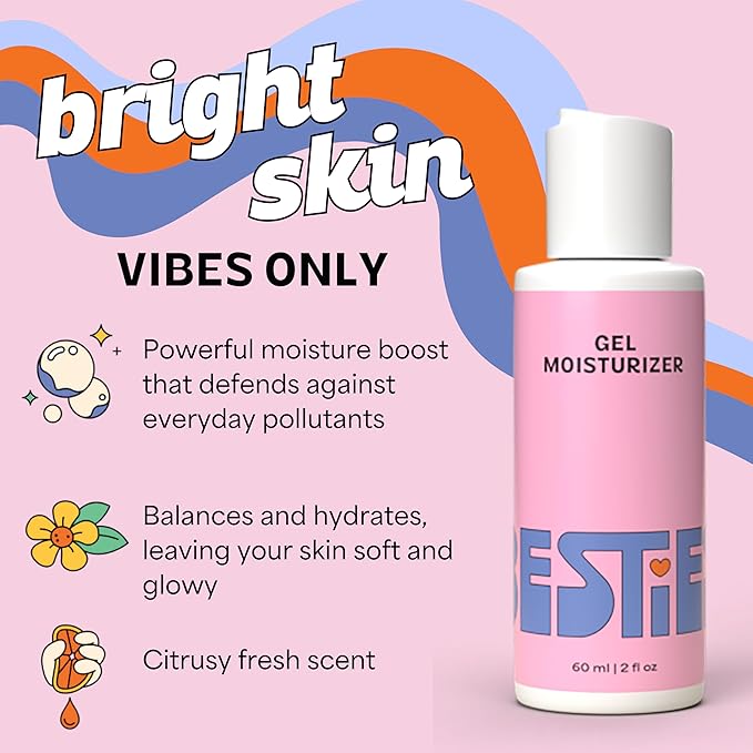 InstaNatural BESTIES Gentle Teen Gel Face Moisturizer | with Vitamin C, Hyaluronic Acid, Niacinamide | for Hydration, Smoothness, Even Skintone | Simple Skincare for Healthy Skin (for All Skin Types)