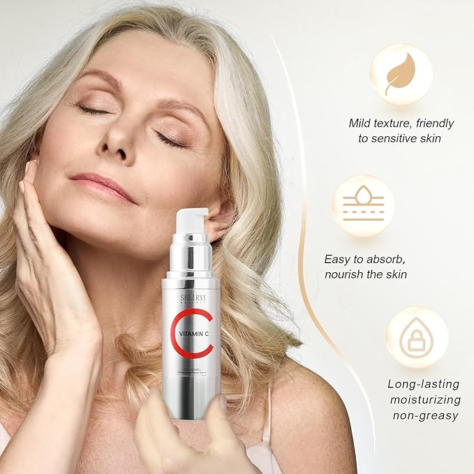 Super Vitamin C Face Serum for Women All-In-One Total Package Serum - Vitamin C, Hyaluronic Acid, Vitamin E, Caffeine - Hydrating, Lifting, Anti-Aging Reduce Wrinkles Age Spots