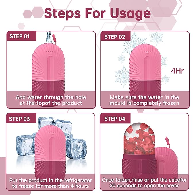 Ice Face Roller, Ice Cube Roller for Face,Facial Beauty Ice Roller Skin Care Tools,De-Puff Eye Bags, Reduce Migraine Pain(Red)