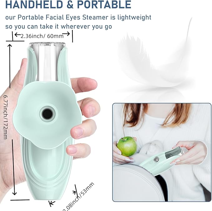 Facial Steamer and Eyes spa 2in 1. Mini Portable Professional hot Facial Steamer for Facial Deep Cleaning,The LADY RIGHT Handheld Ionic face steam, Unclogs Pores Soothing for Eye Fatigue and Dryness