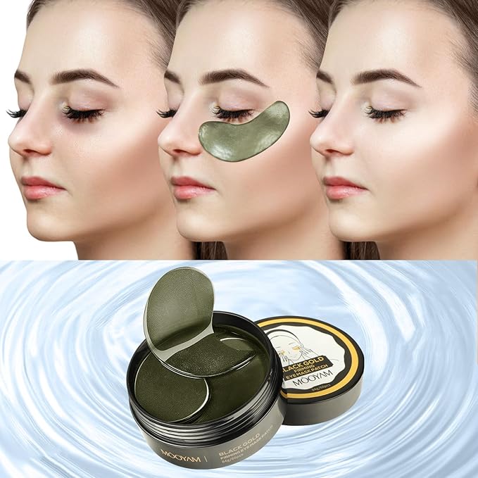 Under Eye Patch for Dark Circles and Puffy Eyes,Under Eye Masks Reduce Smooth Wrinkles and Under-eye Egg,Moisturizing Under Eye Pads For Women,Black Gold Eye Mask Patch-60 Pcs