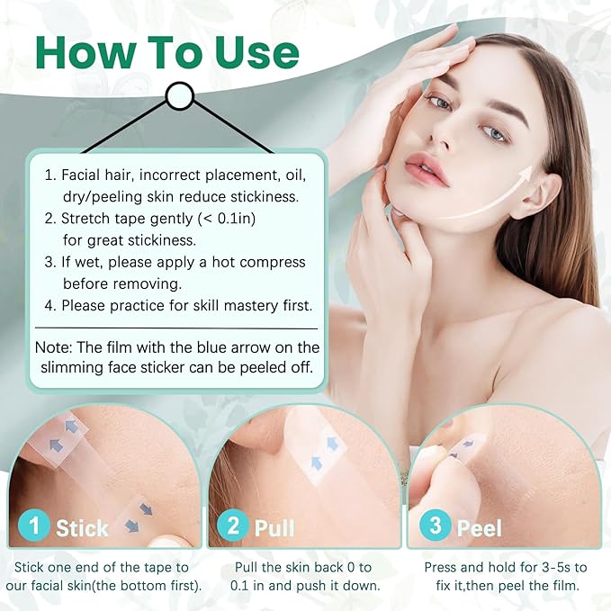 Face Lift Tape, Face Tape Lifting Invisible, Facelift Tape for Face Invisible, Neck Tape Skin Tape Facial Tape for Lifting Loose Sagging Skin, Jowls, Eyes, Double Chin (1 Count (Pack of 172))