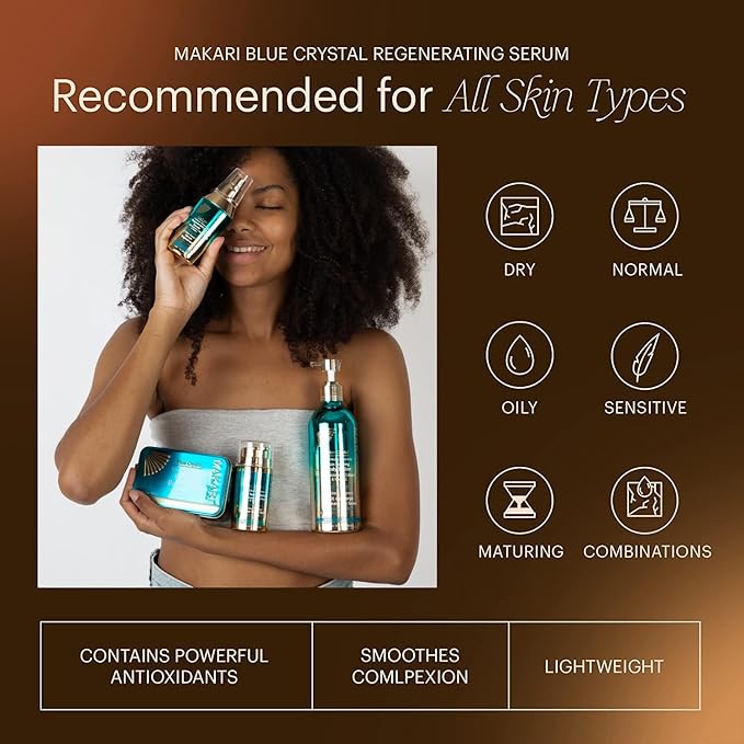 Makari Ultimate Intense Blue Crystal Regenerating Serum 50 ml | Anti-Aging and Hydrating Skin Brightening Serum for Face and Body | Skin Care Product with Glutathione, Collagen, and Vitamin C