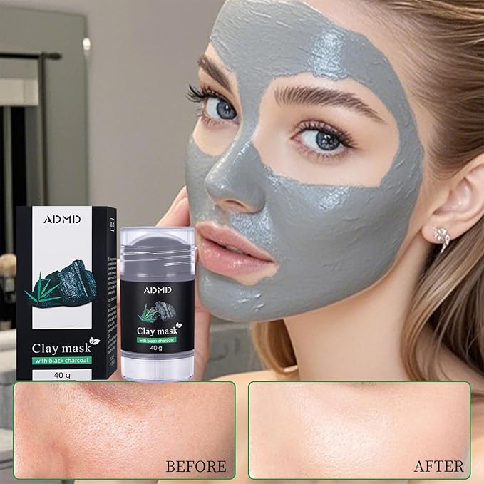 2Pcs Charcoal Mud Mask Stick Clay Mask for Face Deep Pore Cleansing Moisturizing Purifying Facial Blackhead Remover Mask