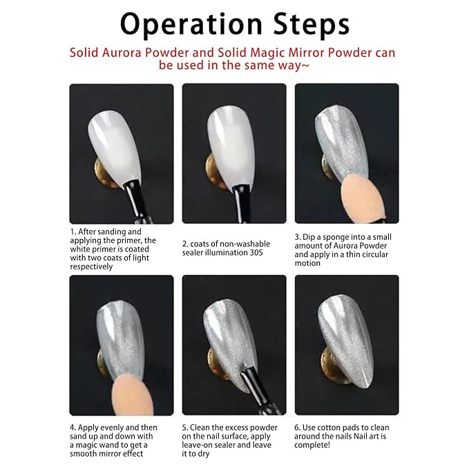 6Pcs Nail Cuticle Oils and 6colour Chrome Nail Powder for Beautiful Mirror Effect